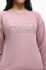 Sequin Embroidered Drop-Shoulder Sweatshirt - Pink