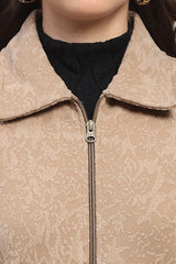 Beige Embossed Winter Sweatshirt - Soft Touch Cozy Layering