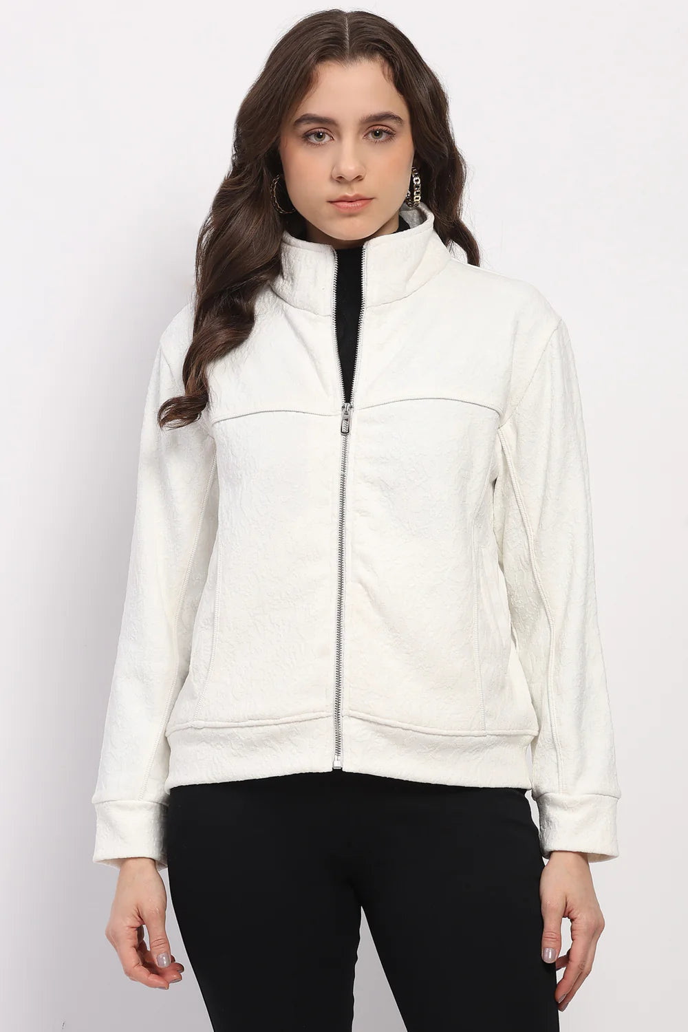 White Embossed Sweatshirt