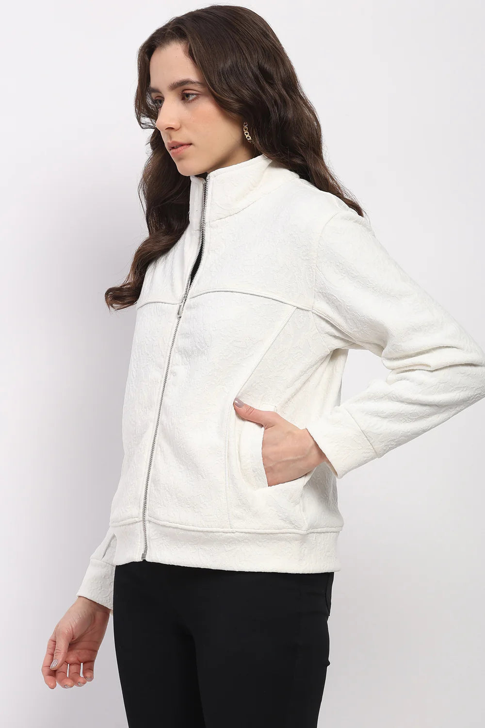 White Embossed Sweatshirt
