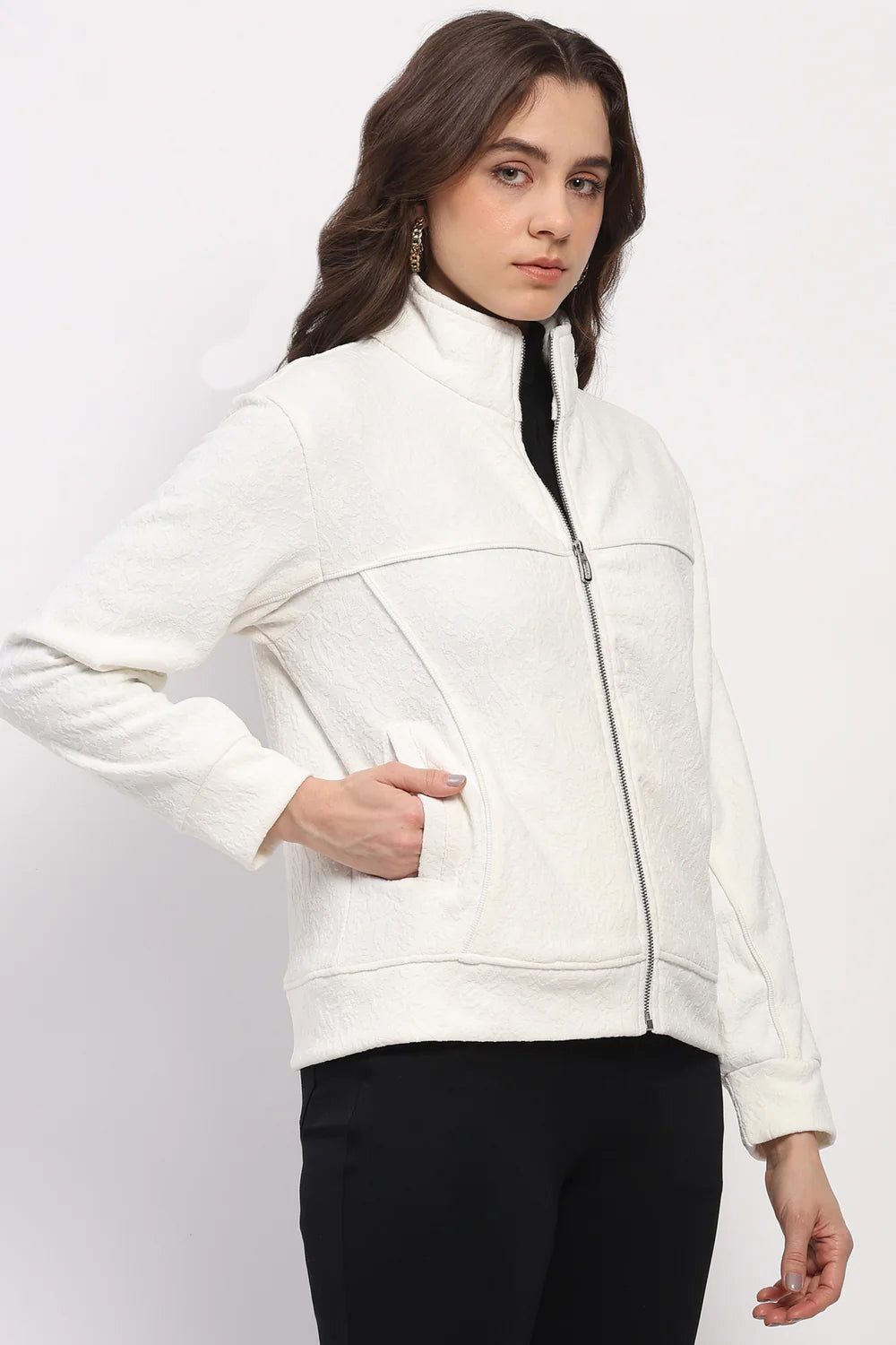 White Embossed Sweatshirt