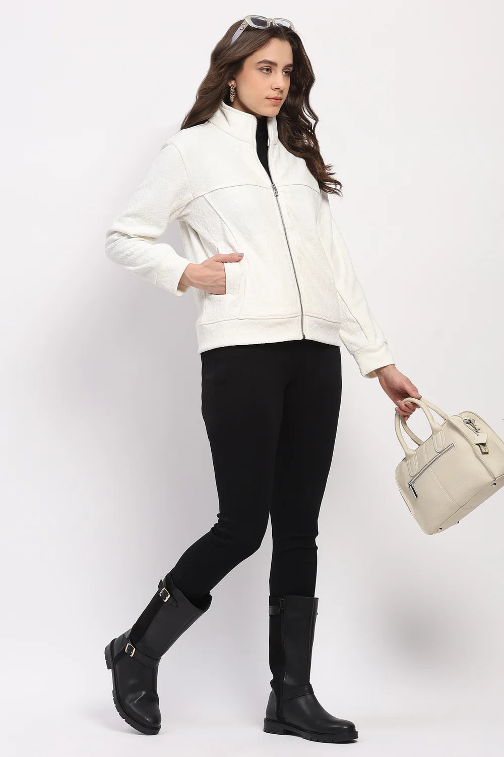 White Embossed Sweatshirt