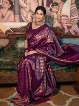 Royal Violet Banarasi Silk Saree with Gold Zari