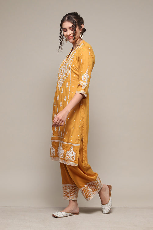 Solid Rayon (LIVA) Straight Kurta Palazzo Set