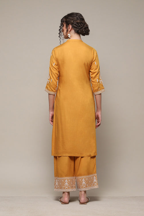 Solid Rayon (LIVA) Straight Kurta Palazzo Set