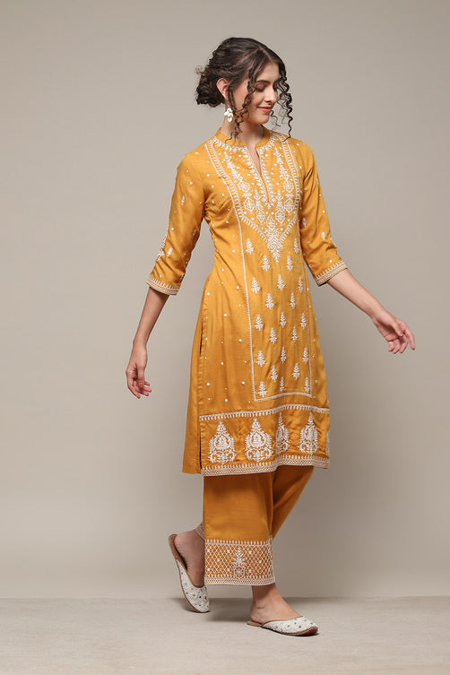 Solid Rayon (LIVA) Straight Kurta Palazzo Set
