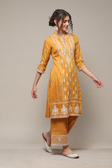 Solid Rayon (LIVA) Straight Kurta Palazzo Set
