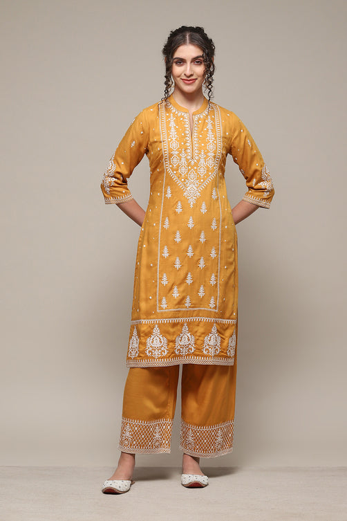 Solid Rayon (LIVA) Straight Kurta Palazzo Set