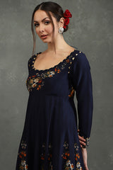 Printed Silk Chanderi Anarkali Kurta Churidar Set with Dupatta