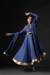 Rohit Bal Blue Cotton Silk Embroidered Suit Set