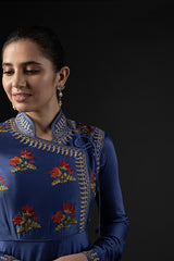 Rohit Bal Blue Cotton Silk Embroidered Suit Set