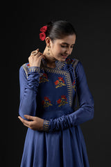 Rohit Bal Blue Cotton Silk Embroidered Suit Set