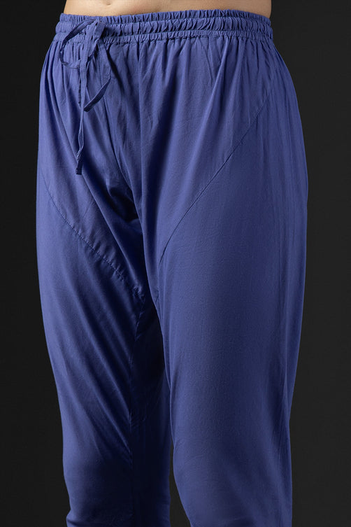 Rohit Bal Blue Cotton Silk Embroidered Suit Set