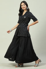 Woven Cotton Straight Kurta Sharara Set