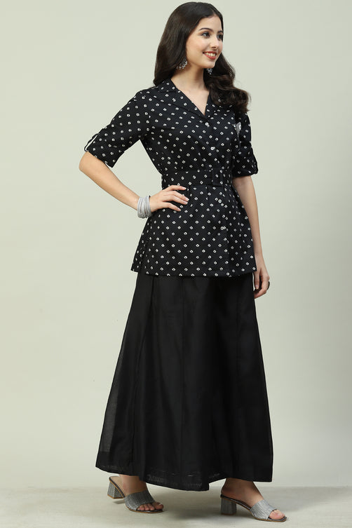 Woven Cotton Straight Kurta Sharara Set