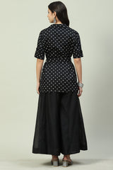 Woven Cotton Straight Kurta Sharara Set