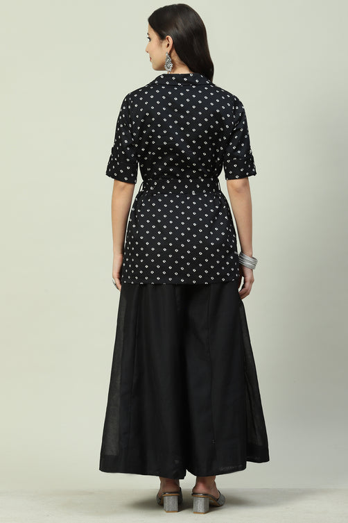 Woven Cotton Straight Kurta Sharara Set