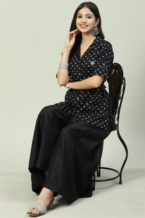 Woven Cotton Straight Kurta Sharara Set