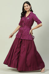 Woven Cotton Straight Kurta Sharara Set