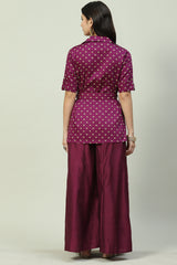 Woven Cotton Straight Kurta Sharara Set