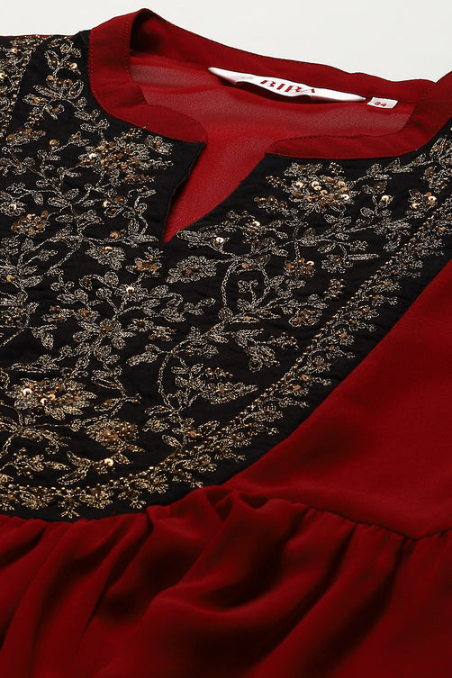 Printed Polyester Flared Kurta Palazzo Set