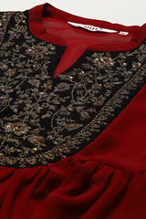 Printed Polyester Flared Kurta Palazzo Set