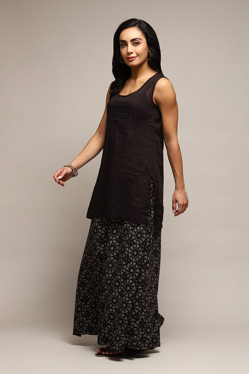 Printed Polyester Flared Kurta Palazzo Set