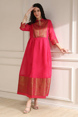 Yarn-Dyed Polyester Blend Kurta with Band Collar