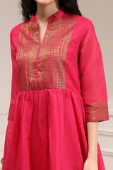Yarn-Dyed Polyester Blend Kurta with Band Collar