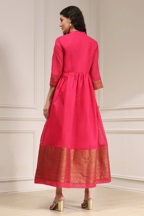 Yarn-Dyed Polyester Blend Kurta with Band Collar
