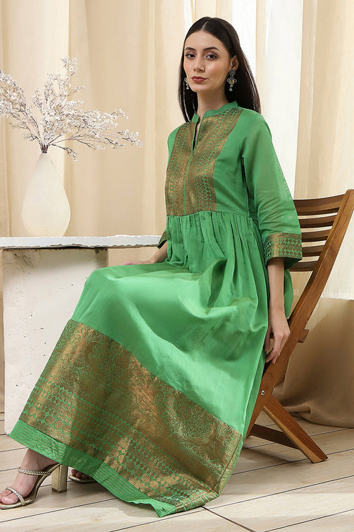 Yarn-Dyed Polyester Blend Kurta with Band Collar