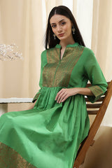 Yarn-Dyed Polyester Blend Kurta with Band Collar