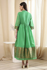 Yarn-Dyed Polyester Blend Kurta with Band Collar