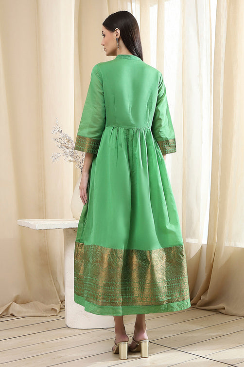 Yarn-Dyed Polyester Blend Kurta with Band Collar