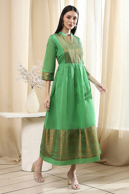 Yarn-Dyed Polyester Blend Kurta with Band Collar