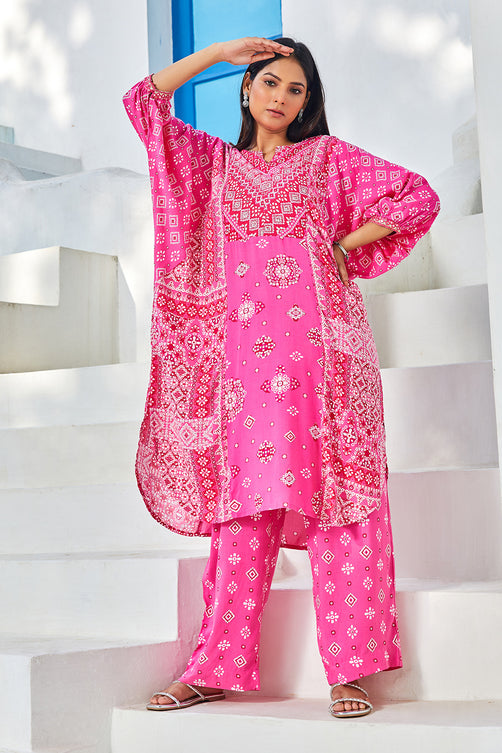 Printed Rayon (LIVA) Straight Kurta Palazzo Set
