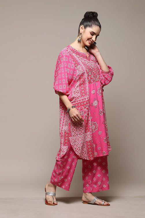 Printed Rayon (LIVA) Straight Kurta Palazzo Set