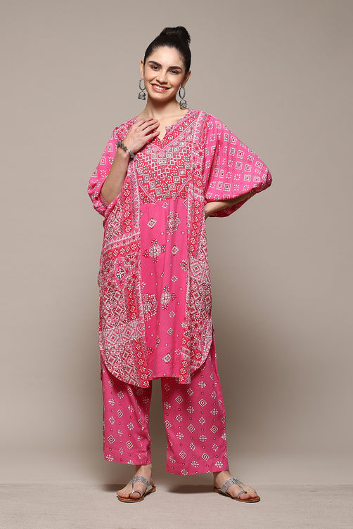Printed Rayon (LIVA) Straight Kurta Palazzo Set