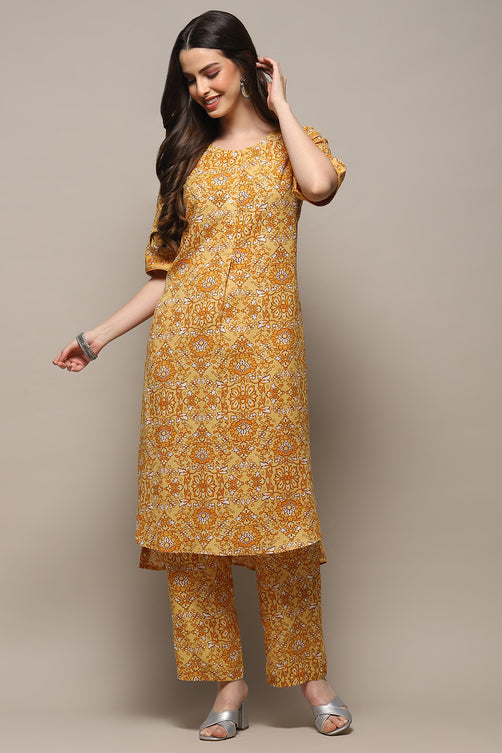 Printed Rayon Straight Kurta Palazzo Set