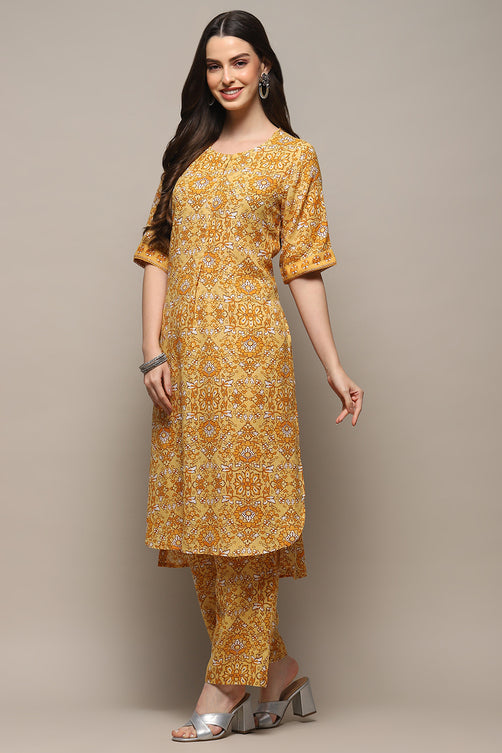 Printed Rayon Straight Kurta Palazzo Set