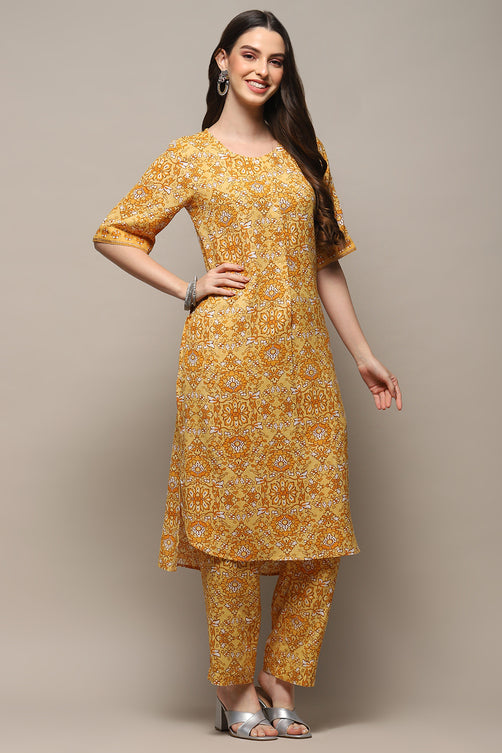 Printed Rayon Straight Kurta Palazzo Set