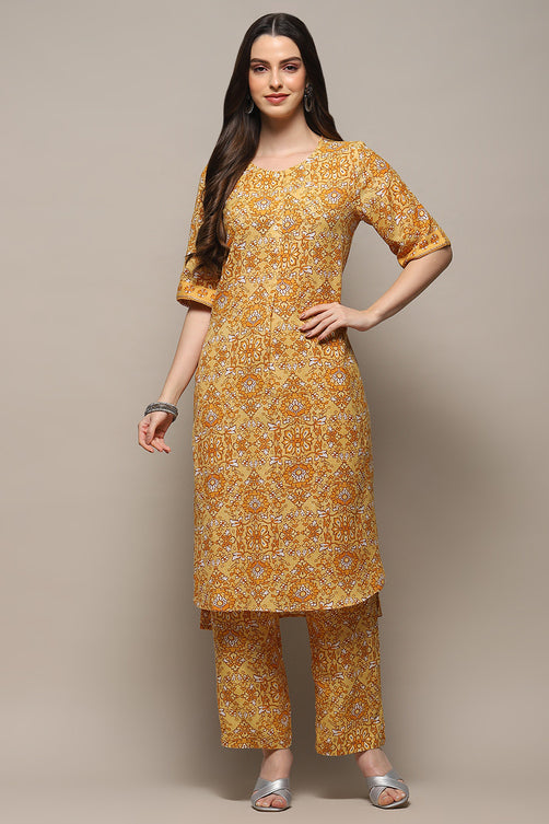 Printed Rayon Straight Kurta Palazzo Set