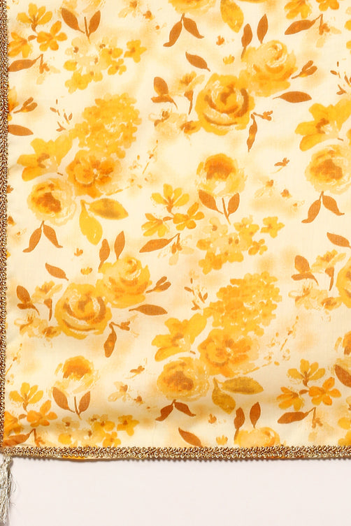 Woven Cotton A-Line Kurta Garara Set with Dupatta