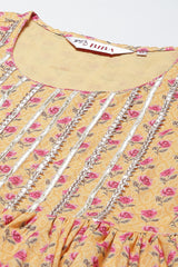Woven Cotton Anarkali Kurta Garara Set with Dupatta