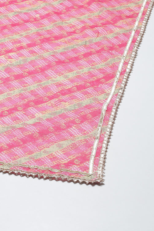 Woven Cotton Anarkali Kurta Garara Set with Dupatta