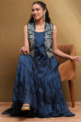 Embroidered Georgette Sleeveless Anarkali Dress