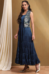 Embroidered Georgette Sleeveless Anarkali Dress