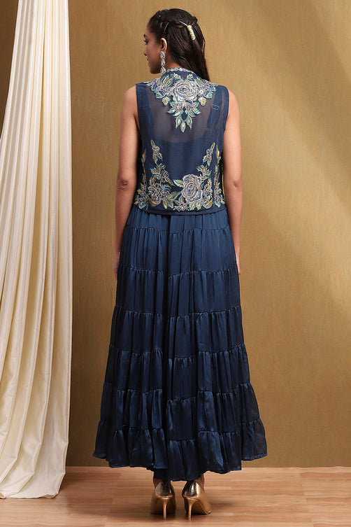 Embroidered Georgette Sleeveless Anarkali Dress