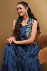 Embroidered Georgette Sleeveless Anarkali Dress