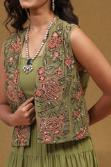 Embroidered Georgette Sleeveless Anarkali Dress